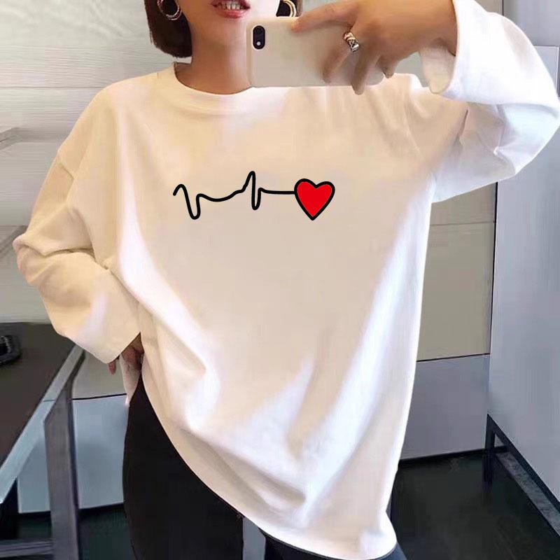 GMXIA Bluzki i koszule damskie na co dzień, jesień, zima, długi rękaw, okrągły dekolt