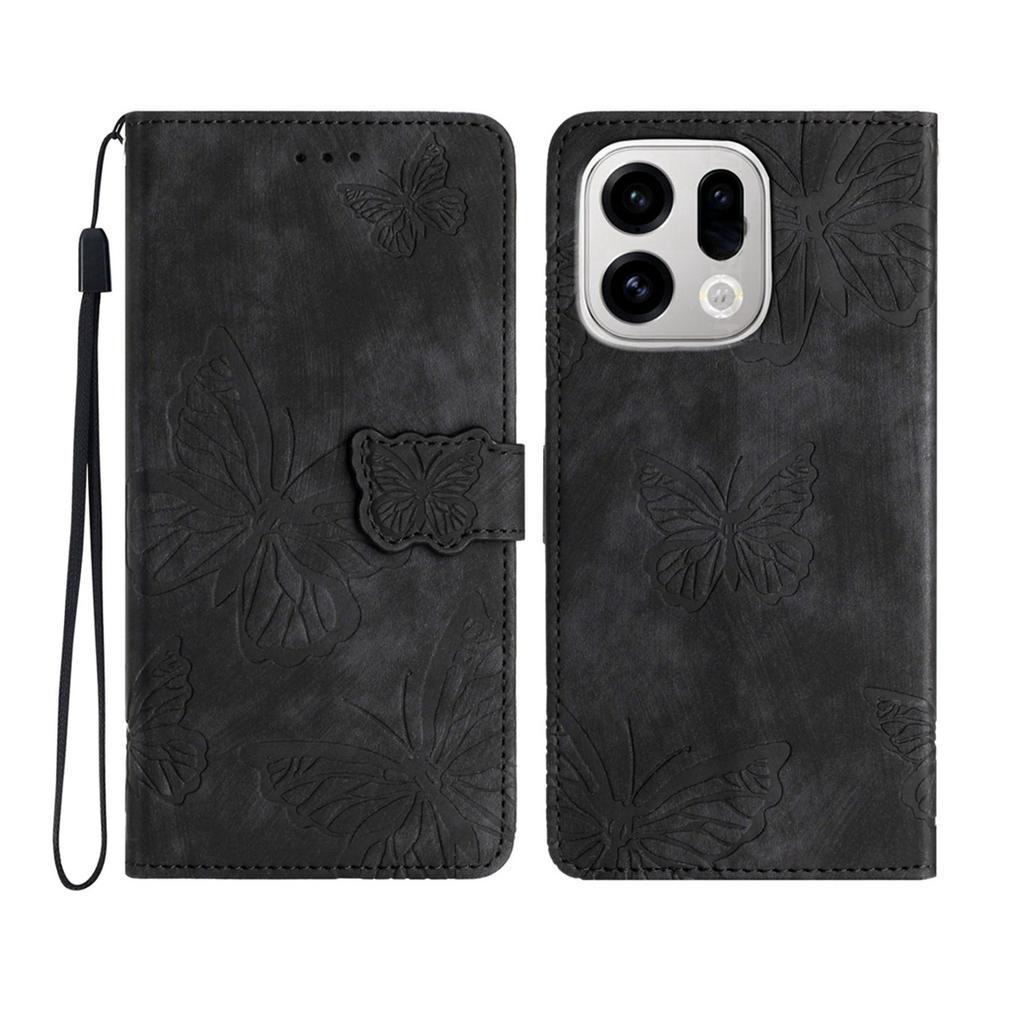 For Oppo Find X9 Pro 5G Case Butterfly Design Flip Wallet Leather Phone Cover Skin-Touch