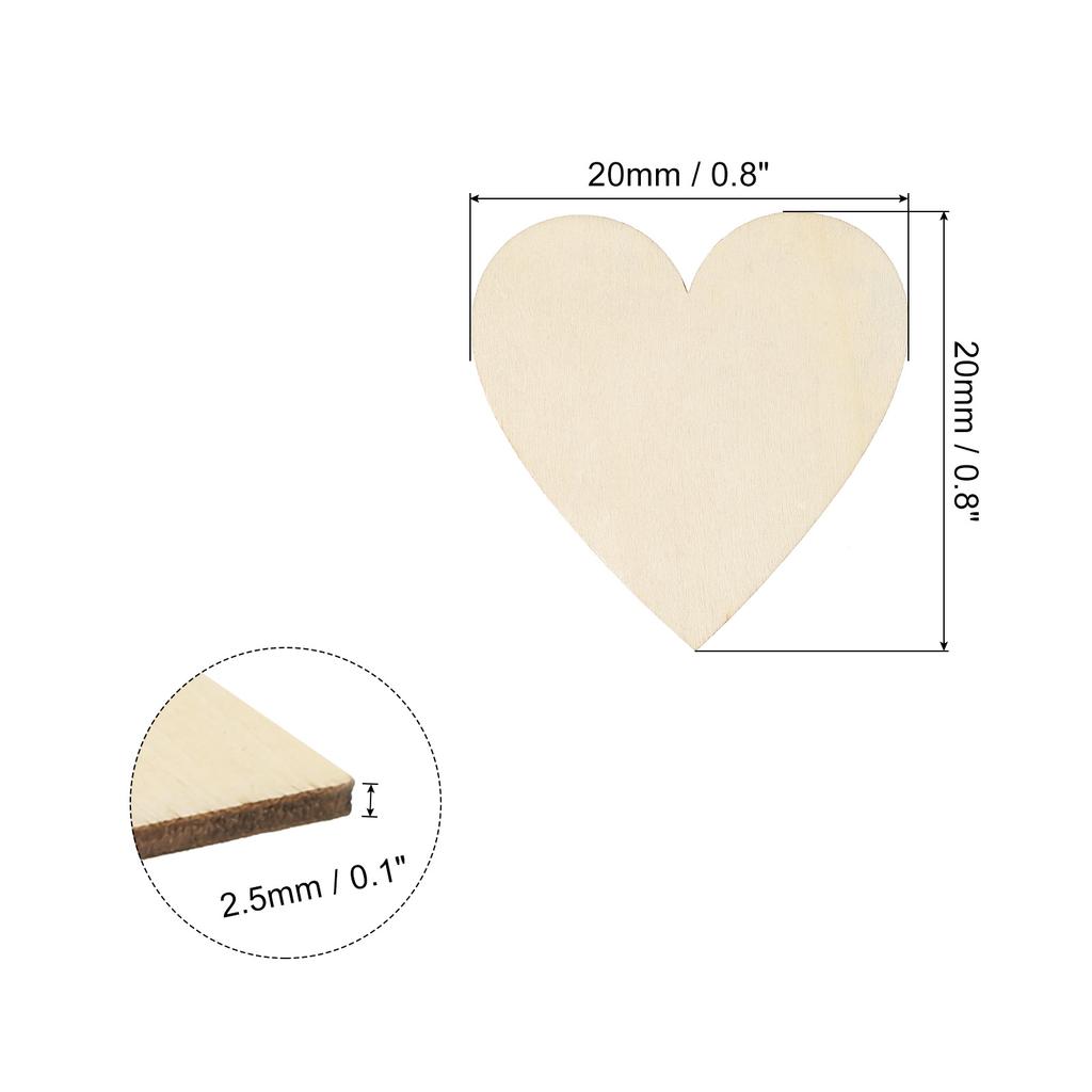 100/200pcs Wooden Hearts Unfinished Wood Hearts Blank Wooden Cutouts Ornaments Natural Wood Pieces for Christmas Party Craft Pro
