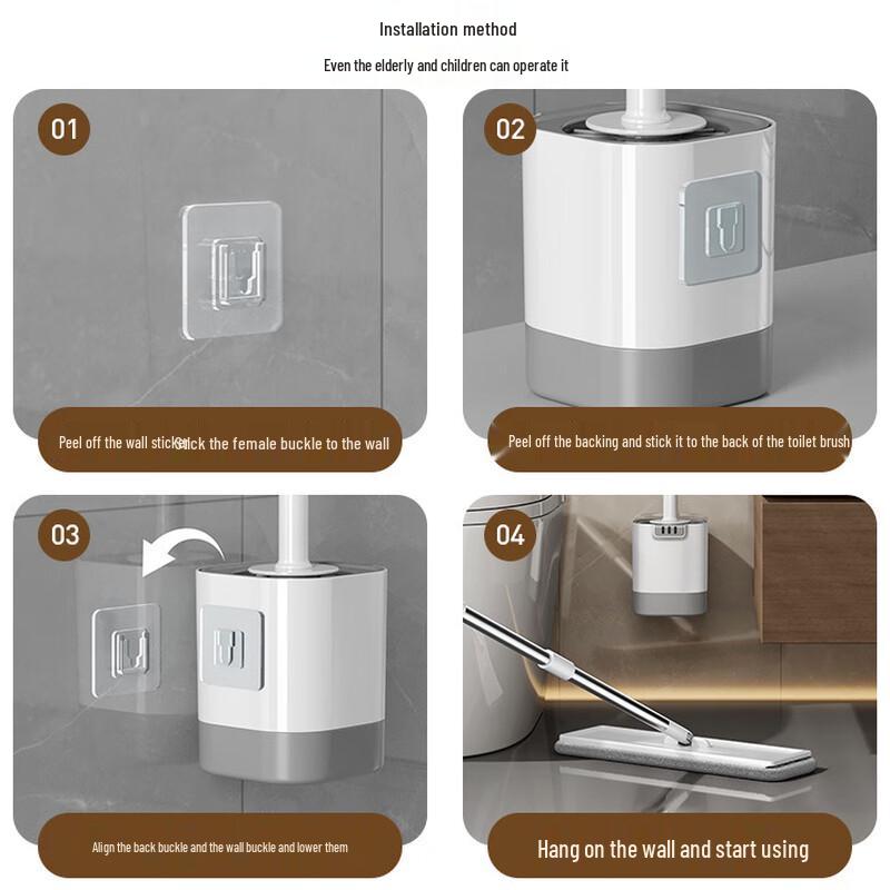 Wall-Mounted Silicone Toilet Brush Set
