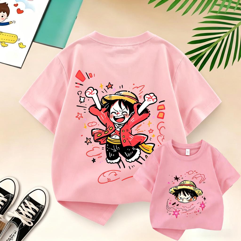 Summer Kids TShirt One Piece AnimeThemed Pure Cotton Printed Tee Cute Casual Style for BoysGirlsPerfect ForGiftingandTravel