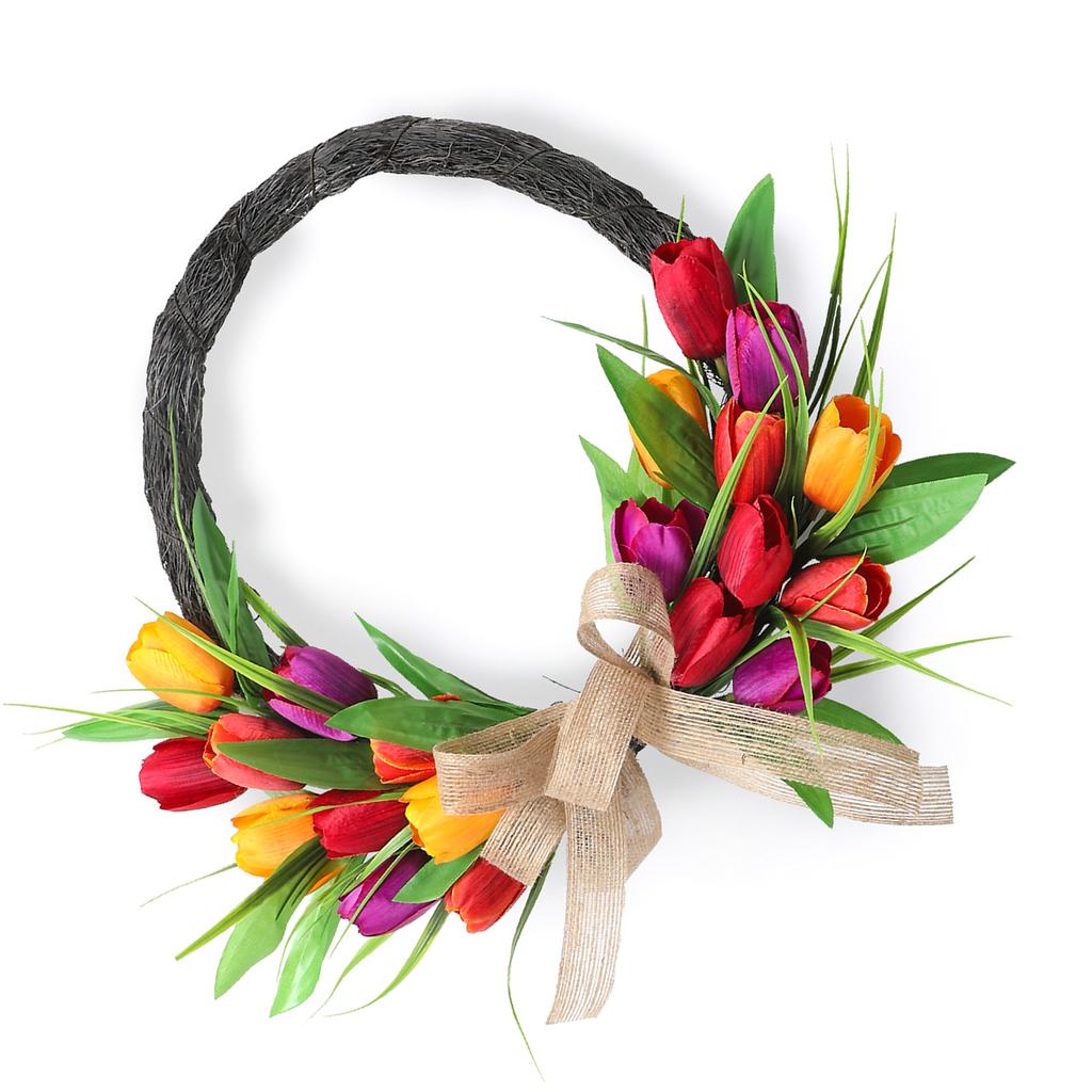 Artificial Flower Wreath 40cm Spring   Wreath Front Door Decoration for Indoor Outdoor
