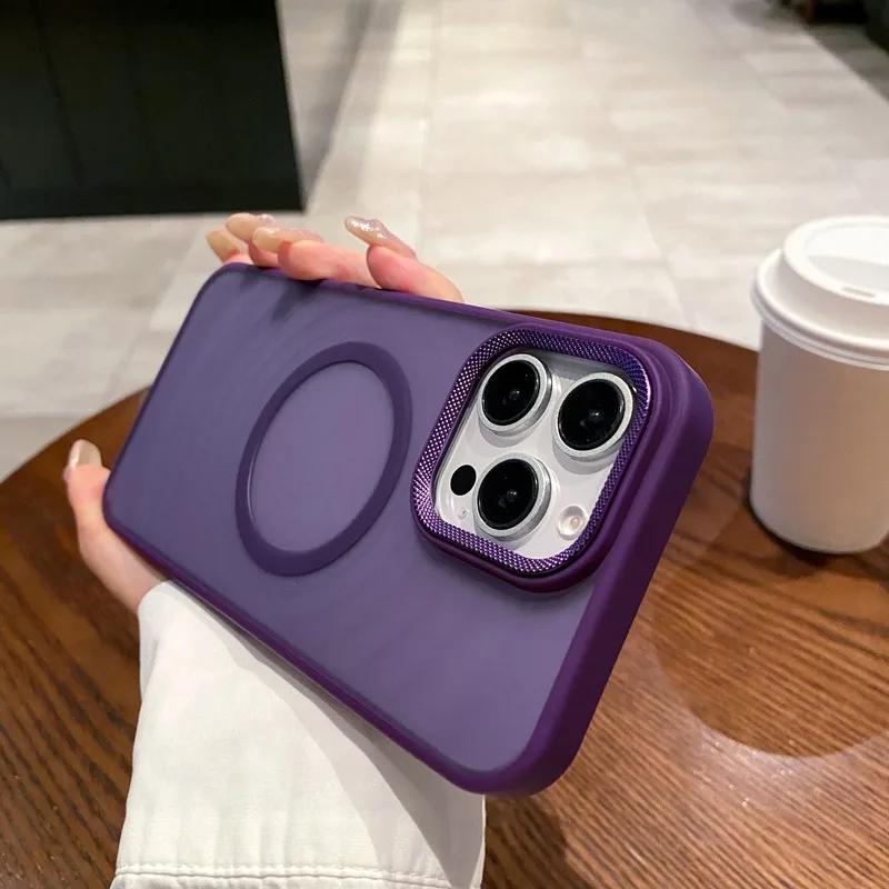 Luxury Matte Magsafe Wireless Charge Phone Case For iPhone 14 13 12 11 15 16 Pro Max Plus Soft Magnetic Bumper Protection Cover