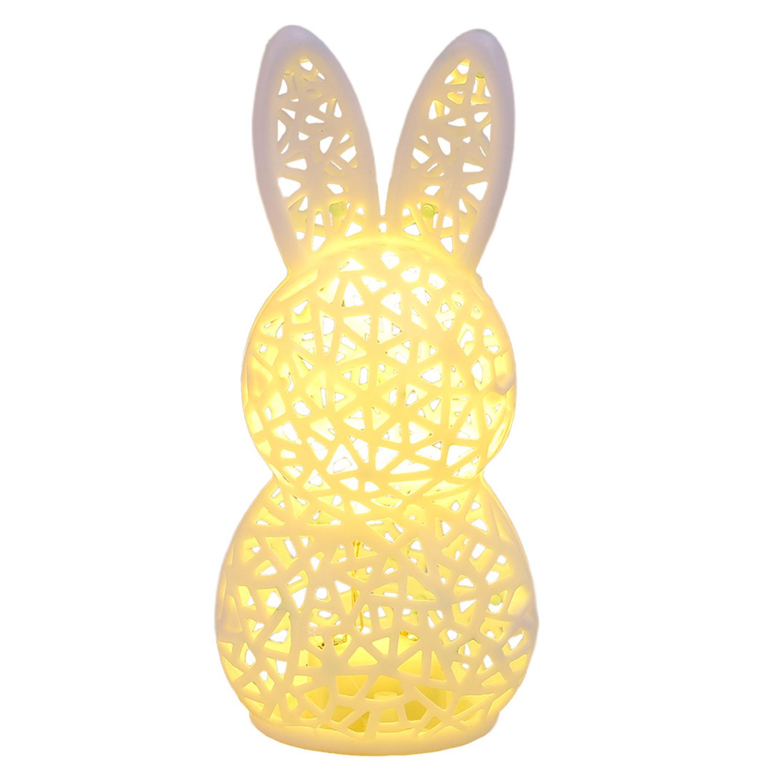 

3D Printing Easter Rabbit Nightlight Creative Hollow Out Bunny Figurine Table Lamp for Spring Indoor Home Festival Decorations белый