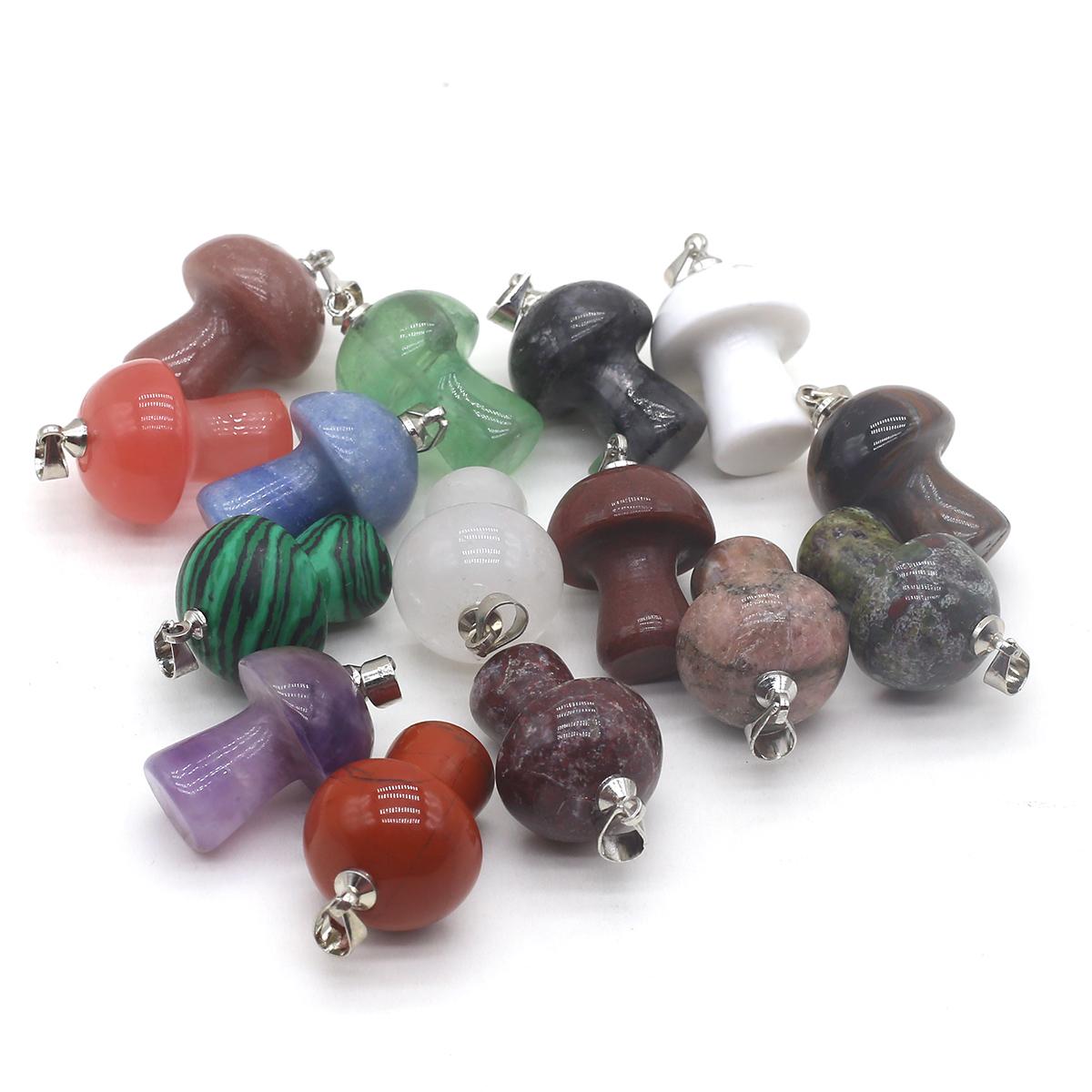 

Гриб Статуя Натуральный камень Кулон Кристалл Роза Кварц Аметист Агат Опал НефритОвый Содалит Шармы для ювелирных изделий Изготовление DIY Ожерелье Аксессуары 16×24mm