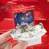 Mini 3D Folding Book Keychain Popping Miniature World Hanging Decoration Tiny Coffee Shop Great Wall Castle Foldable Book Keyring Pendant
