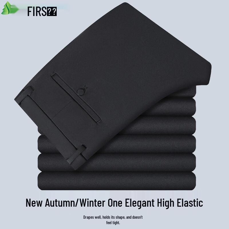 FIRS Men s Fall/Winter Thick Straight-Leg Stretchy Casual Pants 35