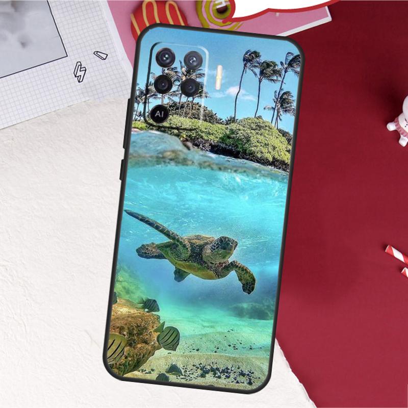 Cute Cartoon Turtles Case For Oppo A17 A57 A77 A74 A54 A94 A78 A98 A18 A60 A80 A40 A38 A58 A96 A76 A16 A15 A5 Pro