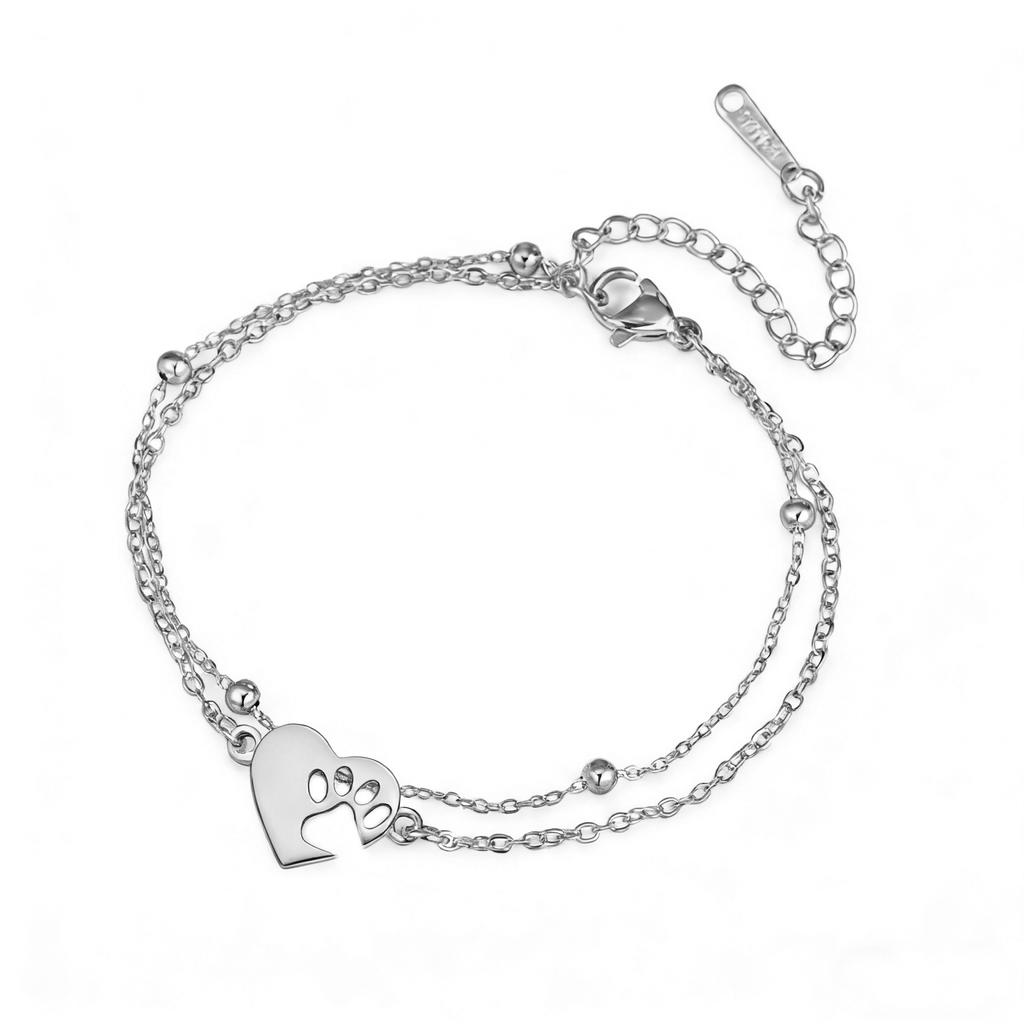 Heart Paw Bracelet For Girl Cute Poppy Paw Bracelets Cat Paw Beads Chain Bracelet for Women Jewelry Gift for Pet Lover