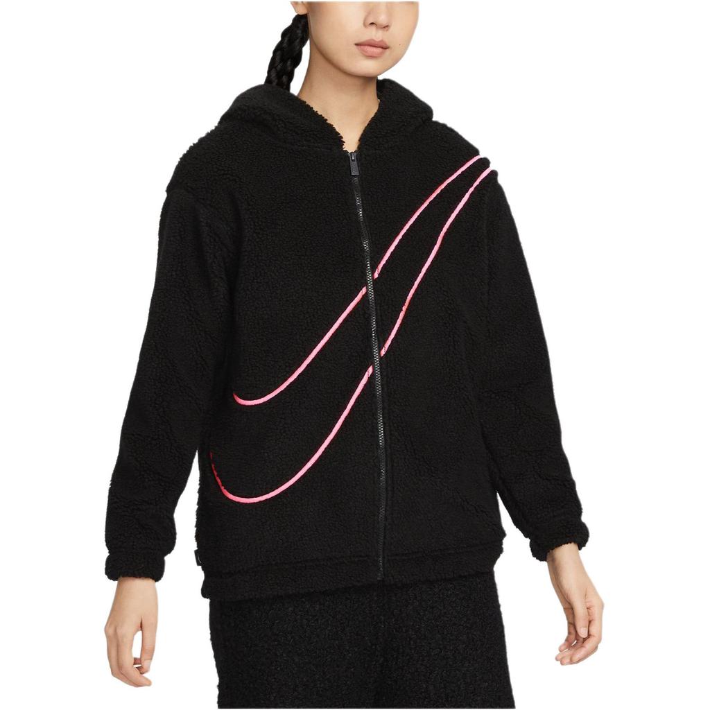 New Nike Dragon New Year's Collection SPORTSWEAR Velvet feel Coat Women's Black FZ6536-010