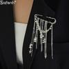 1PC Broche de Pin con Cadena Metálica Exagerada y Cadena de Borlas de Moda Para Mujer Nuevo Accesorio de Joyería con Pin Fijo para Traje Camisa