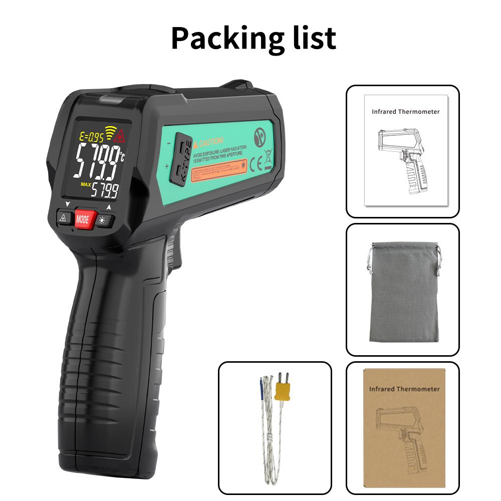 Infrared Positioning Thermometer -50°C~580°C Laser Digital Thermometer Color LCD Pyrometer Ambient Recorder