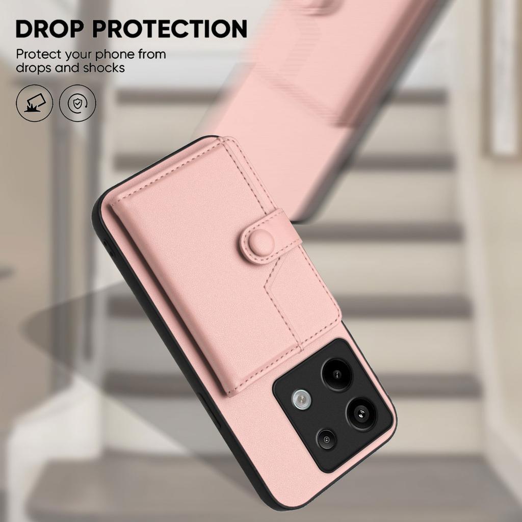 Für Xiaomi Poco X6 5G/Xiaomi Redmi Note 13 Pro 5G Hülle RFID-Blockierender Kartenhalter Ständer TPU + PU-Leder Handy-Rückseite