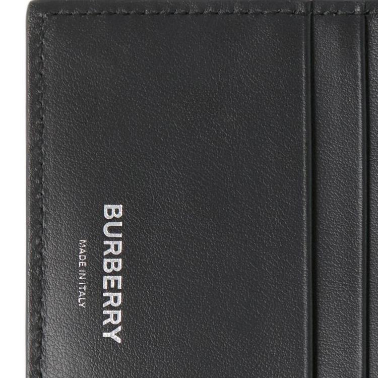 Burberry 3D Letter Logo Double Fold Check Pattern Leather Wallet Men Wallet Navy-Blue 80732801