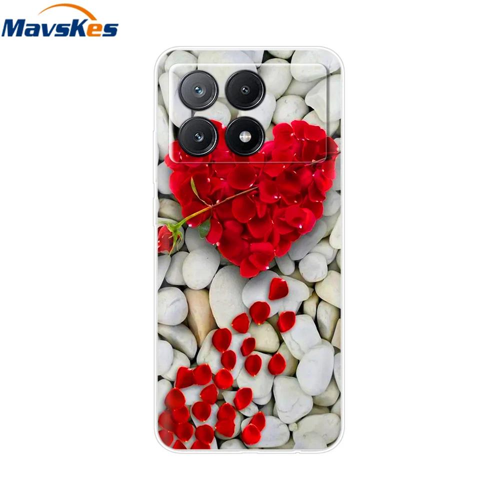 For Xiaomi Poco X6 Pro Case TPU Soft Painted Phone Cases For Xiomi Poco X6 PocoX6 Pro 5G Silicone Cover Flower Fundas Protective
