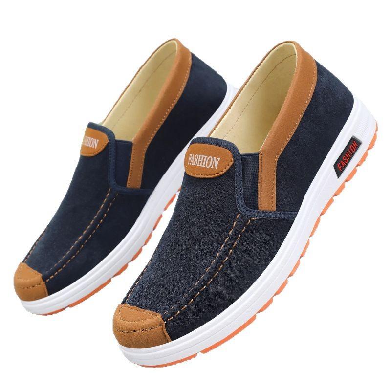 Men's Shoes Spring New Single Shoes Canvas Shoes One-pedal Cloth Shoes Casual Elderly Shoes