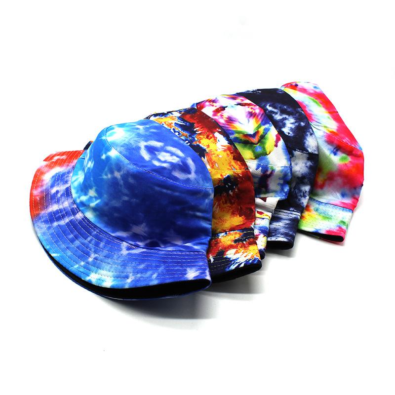 MultiColor Printing TieDye Bucket Hat Outdoor Sunscreen Bucket Hat Graffiti Double Sided Basin Hat