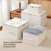 Cotton Linen Foldable Clothes Storage Box With Lid For Bedroom Organization