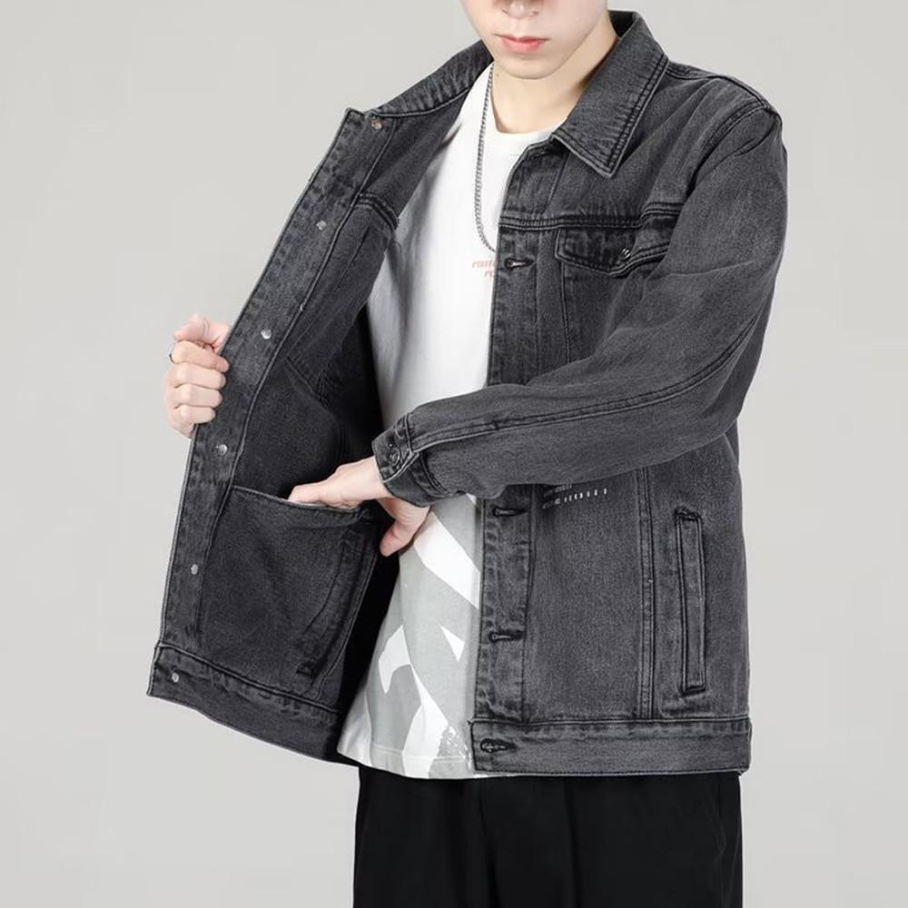 Men's Korean Style 2023 Trendy Loose Fit Lapel Denim Jacket