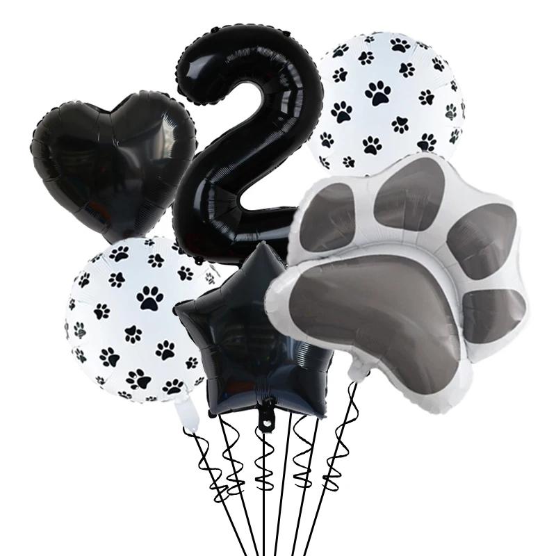 Black Puppy Paw Birthday Party Decor Cat Paw Party Supplies Tableware Cup Plates Balloons For Kids Favors Gifts Baby Shower