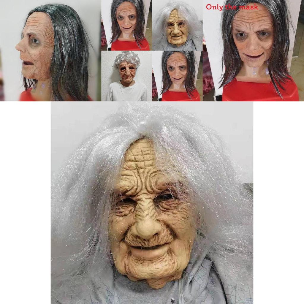 Gruselige alte Frau Latexmaske für Halloween und Mottopartys
