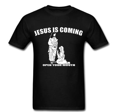 Jesus kommt öffne deinen Mund Religion lustig T-Shirt Tee Unisex