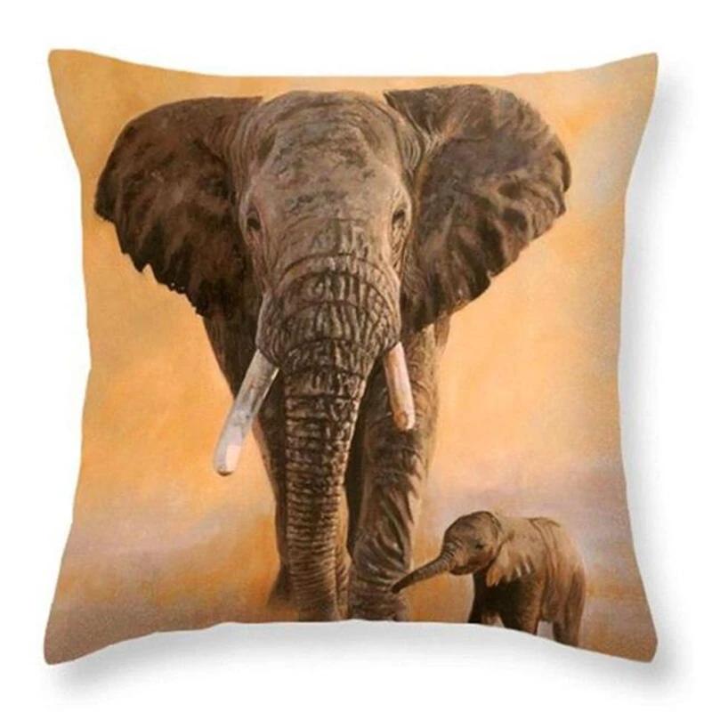 45*45CM Home Decor Pillowcase Sofa Polyester Elephant Print Cushion Cover Indian Style Animal