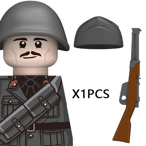 MOC WK2 Italienische Soldaten Figuren Bausteine Italien Armee Infanterie Offizier Waffen Pistole Umhang Helme Panzerkanone Steine Spielzeug