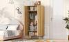 Kleiderschrank 70 × 55 × 170 cm, Design mit Doppeltür und großen Staufächern, griffförmige Cartoon-Figuren und erhöhte Füße, Holzfarbe