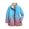 Ladies' Gradient Printed Stand Up Collar Pleated Cotton Long Sleeved Buttoned Cotton Jacket