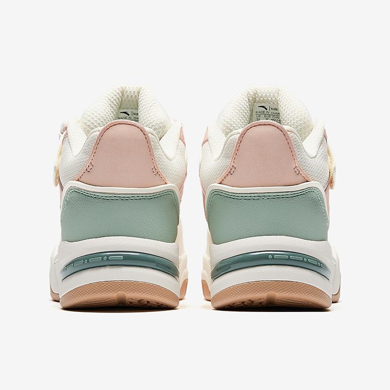 Anta Kids Bread Shoes Synthetic Leather Comfortable Versatile Non-Slip Wear-Resistant Mid-Top Sneakers Kids Sneakers White Pink A22448004-1