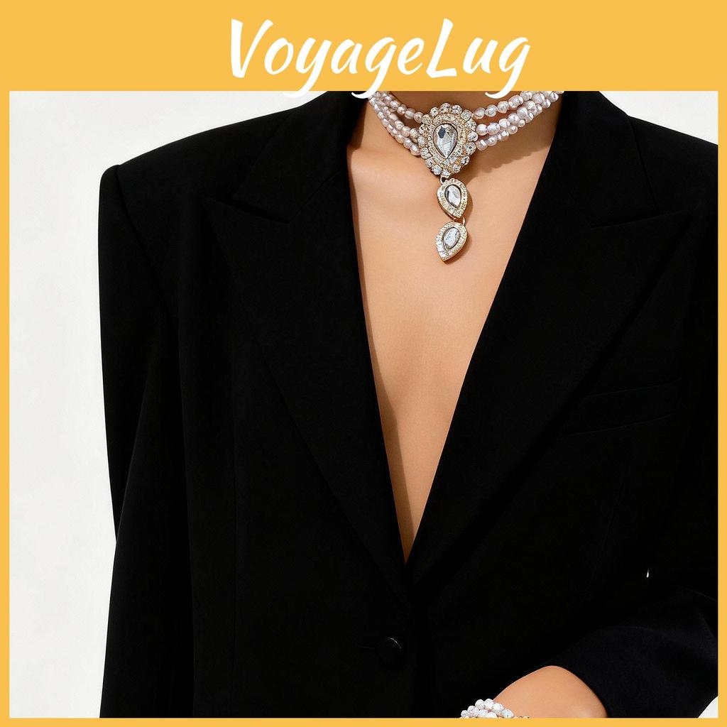 Vintage Pearl Choker Necklace With Geometric Design For Women And Men