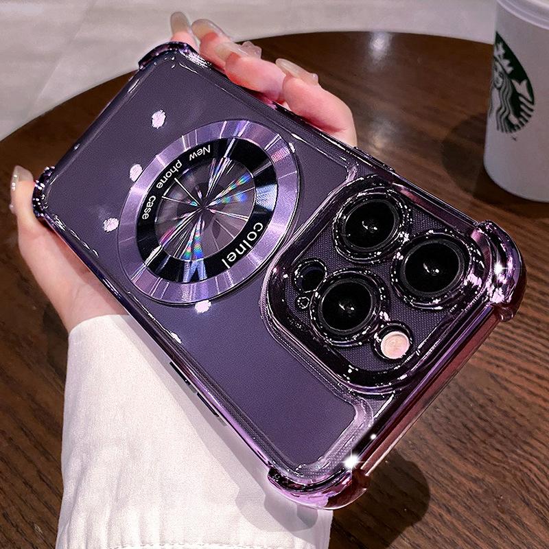 Applicable To IPhone16 Magnetic Suction Mobile Phone Case Airbag Anti-fall 14 Apple 15 Promax Protective Case Wireless Charging