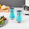Lonffery Salz- und Pfefferstreuer, Edelstahl und Glasflasche, 2er-Set, Türkis