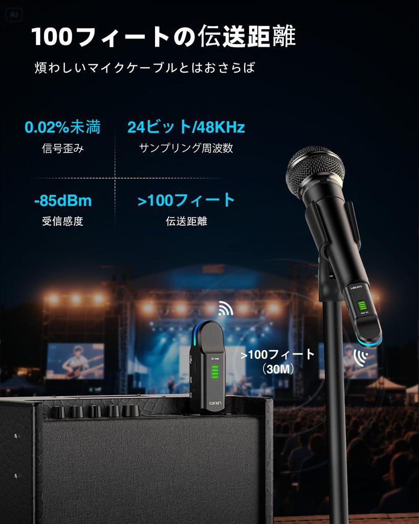 Wireless Microphone Condenser Microphone with 48V Phantom Wireless XLR for Dynamic PA and Audio Mixers System, 2.4GHz Power, Transmitter/Receiver