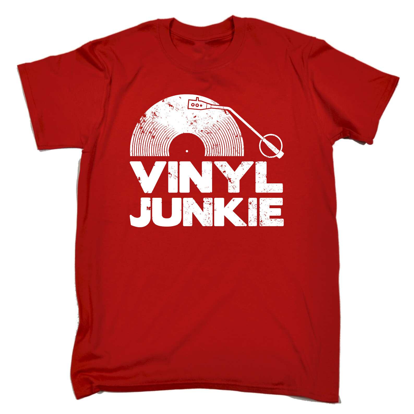 Vinyl Junkie Dj Record White Music - Mens Funny Novelty 100% Cotton T-shirt Mens Tees Top 100% Cotton T-shirt Mens Tees Top Tshirts S