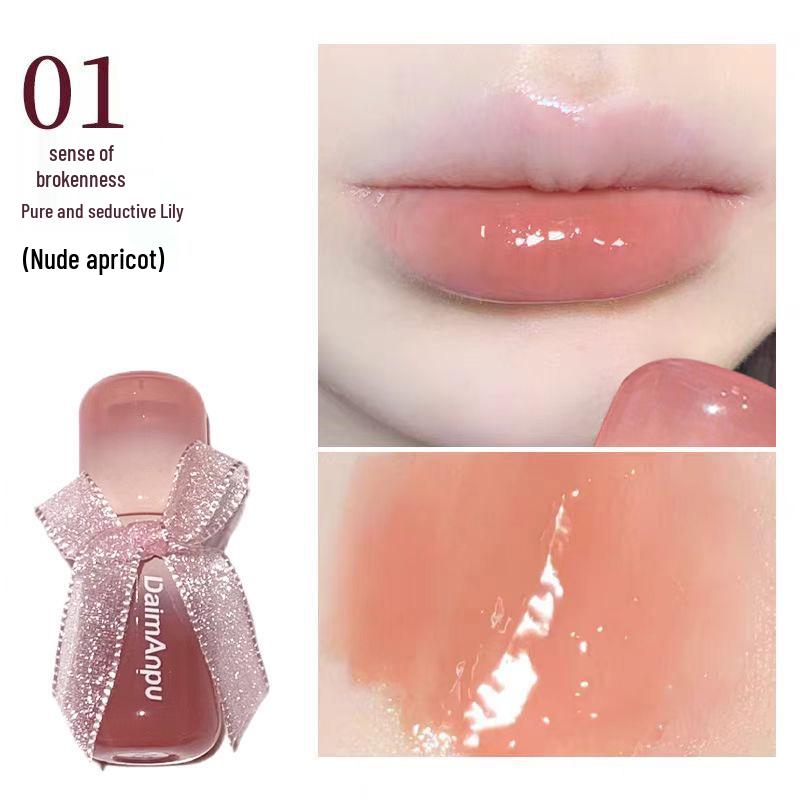 Daimanpu Clear Oxygen Mirror Lip Glaze: Watery Glass Jelly Lips in Milk Tea Shade Lip Gloss