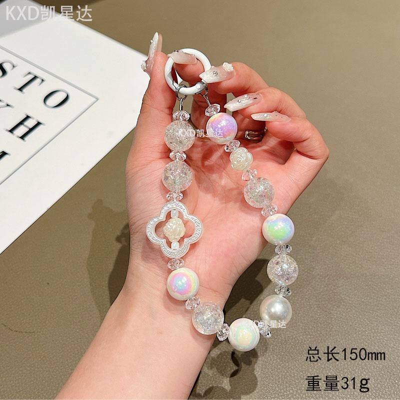New Ins Style Short Beaded Bowknot Wrist Strap Chain Universal Bracelet Phone Pendant for Women