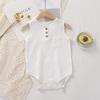 Summer Infant One-piece Clothes 0-3Y Newborn Cotton Gauze Bodysuit Baby Girl Boy Sleeveless Button Design Breathable Romper