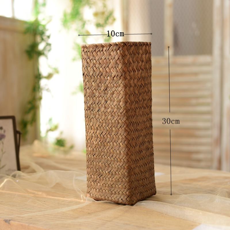 Natural Seagrass Woven Flower Basket Handmade Rattan Planter for Home Decor Indoor Outdoor