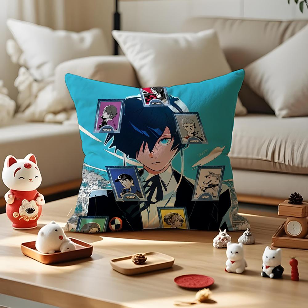 Game Cool P-Persona 3 Reload Cushion Cover Silky Short Plush With Invisible Zipper Dustproof Sofa Pillow Cover For Home Decor