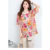 DIMANAF 2026 Plus Size Summer Beach Women Tees T-Shirts Casual Lady Tops Tunic Shirt Oversize Loose Floral Print Knitted
