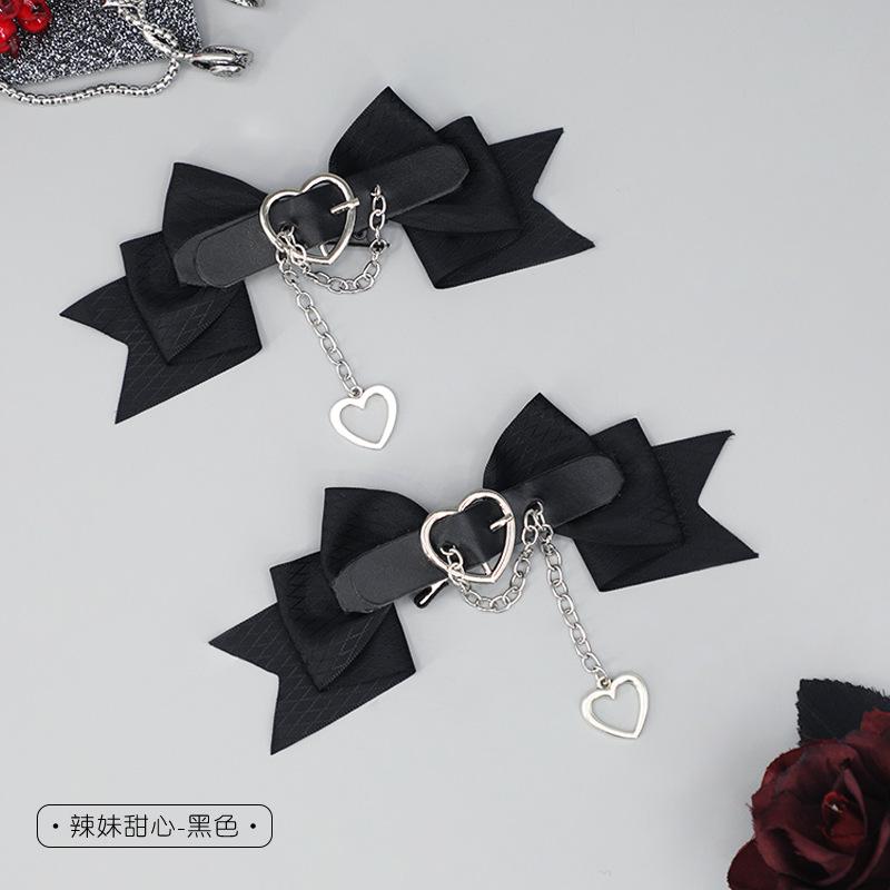 

Lolita headgear hard girl cool punk style love handmade bow hairpin jk black sweet love lolita hair accessories