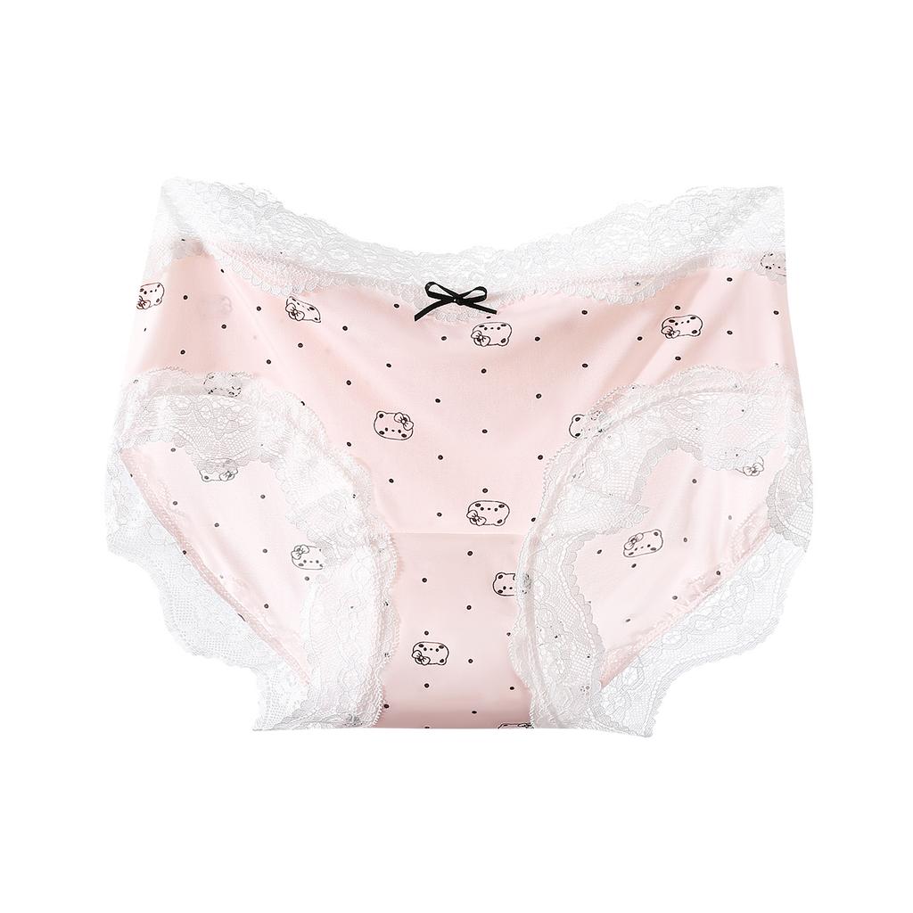 Ladies Spring and Summer New Lovely 10A Antibacterial Pure Cotton Crotch Ice Silk Briefs