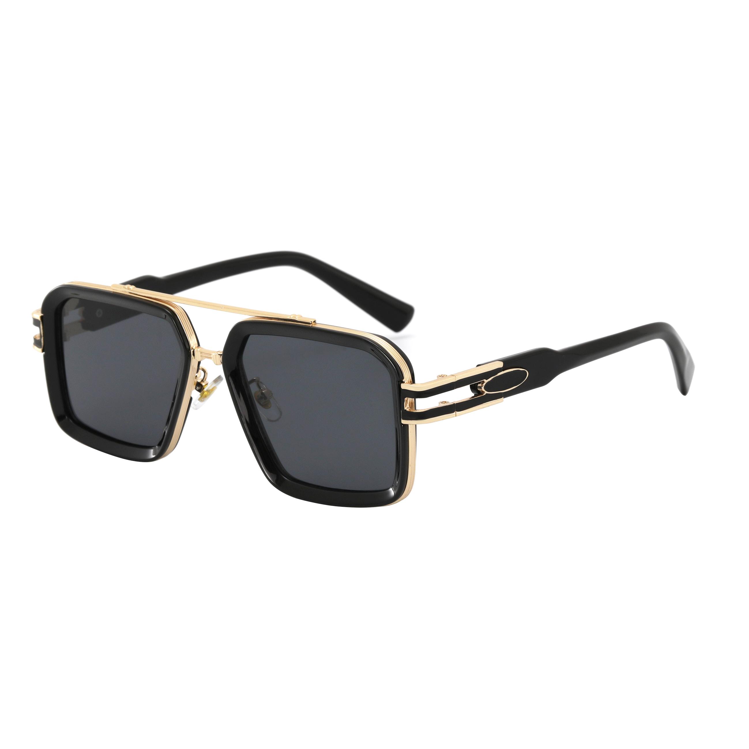2025 New Arrivals Designer Vintage Luxury Oversized Sunglasses Square Metal Blue Gold Trendy Shades Custom Logo C1