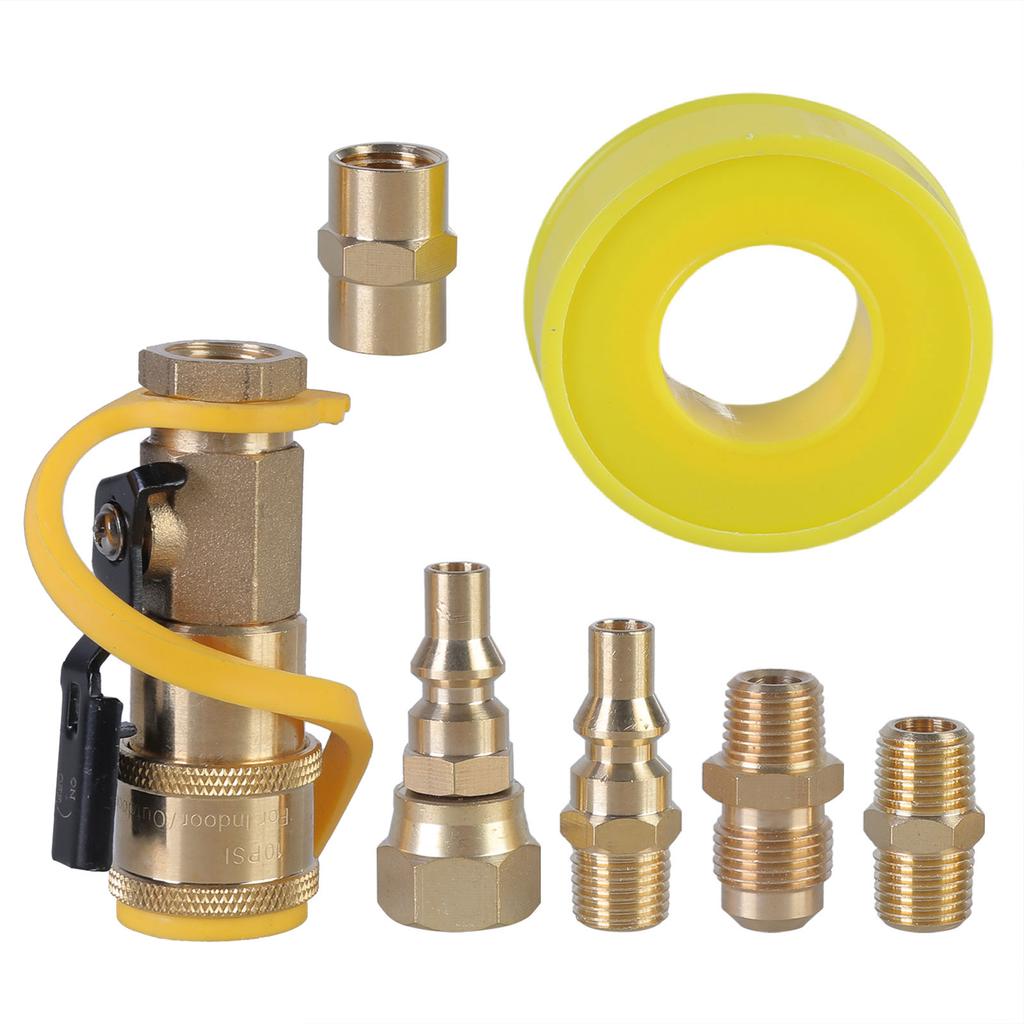 Set of 7 Brass Propanes Connectors Quick Connecting Fitting Conversion Fitting Grilling Connectors Suitable for Travel