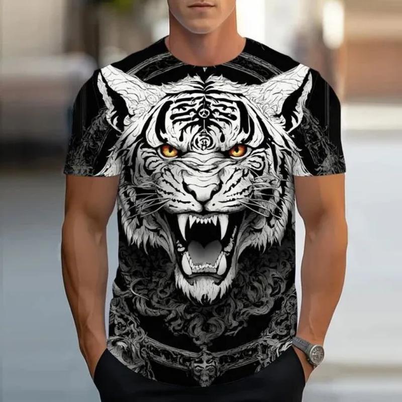 Fashion Men's Crew Neck Short Sleeve 3D Casual Color Printing Casual Short Sleeve Crew Neck T-Shirt