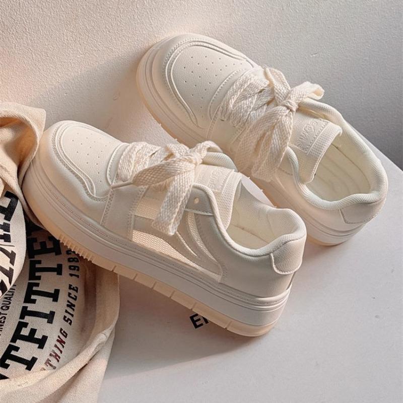 

2024 новые кроссовки на танкетке повседневная модная удобная женская обувь для активного отдыха универсальная легкая женская вулканизированная обувь 35 бежевый