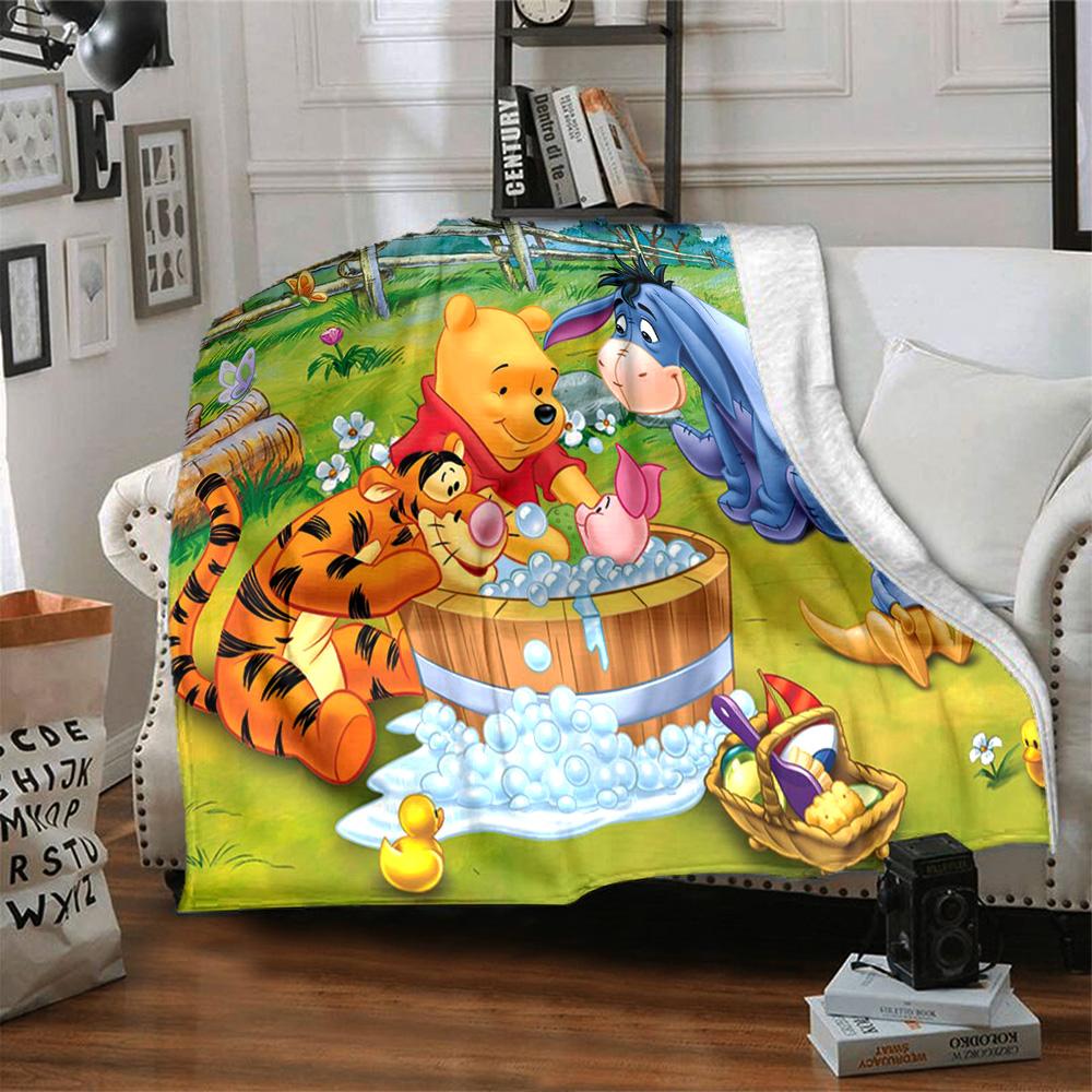 1pc Winnie Pooh Tigger flannel Blanket for Super Soft Cute Comfort Blanket for Travel Bedding Couch Sofa Blanket Y73048