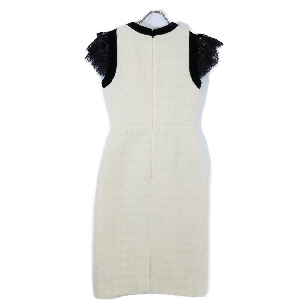 Gucci [/Domestic Regular] 595331 ZACKV Bi-color Ruffled Cuff Knit Dress 36 Ivoryx blackUsed